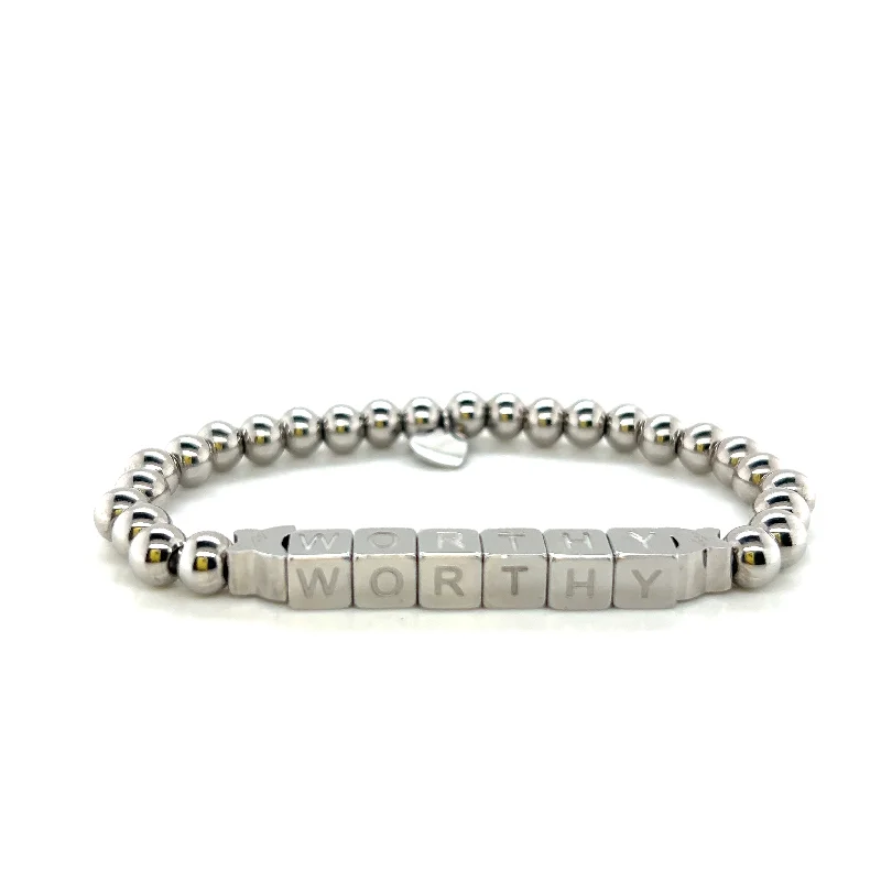 WORTHY Silver Tone Metal Beaded Bracelet