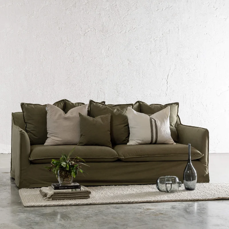 EXTRA FULL SET SOFA COVER   |  SEVILLA 3 SEATER SLIP COVER SOFA   | BRACKEN GREEN