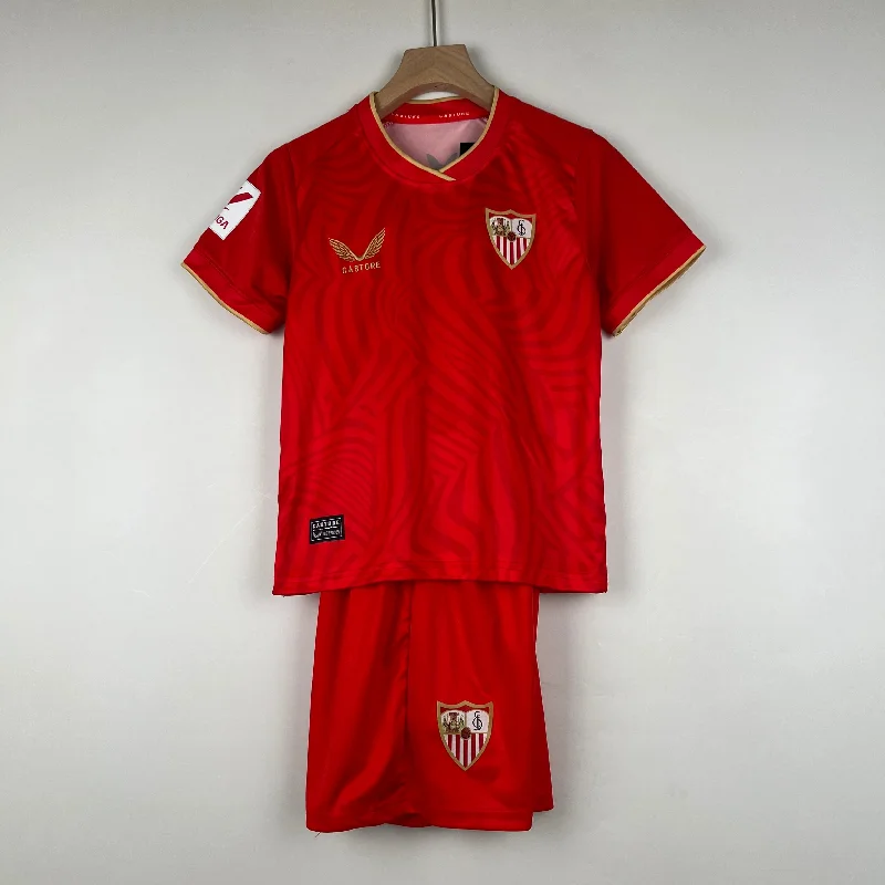 Kit Infantil Sevilla Away 23/24 Unissex Castore - Vermelho