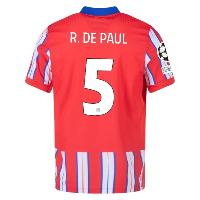 Nike Atletico Madrid Authentic Rodrigo De Paul Home Jersey w/ Champions League Patches 24/25 (Hyper Royal/Light Crimson/White)