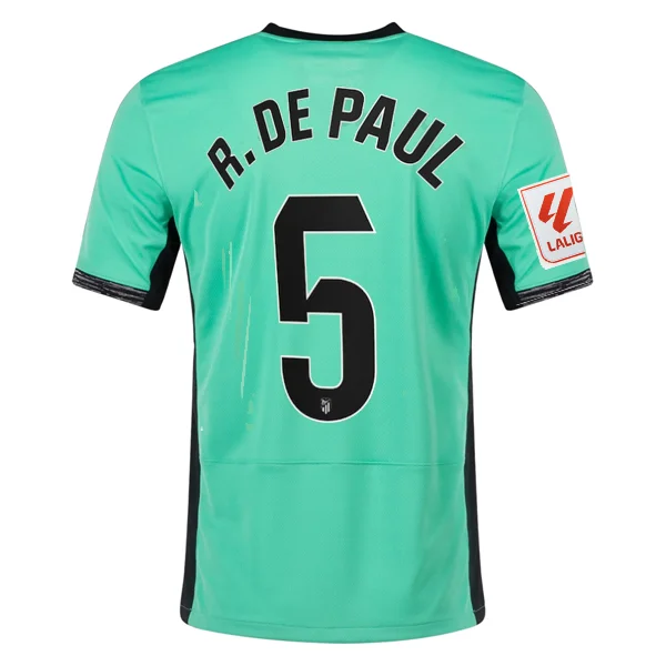 Nike Atletico Madrid Rodrigo De Paul Third Jersey w/ La Liga Patch 23/24 (Spring Green/Black)