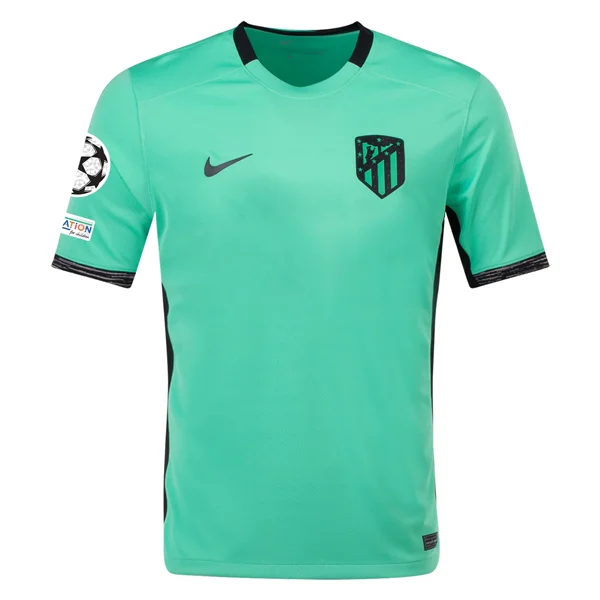 Nike Atletico Madrid Third Jersey w/ Champions League Patches 23/24 (Spring Green/Black)