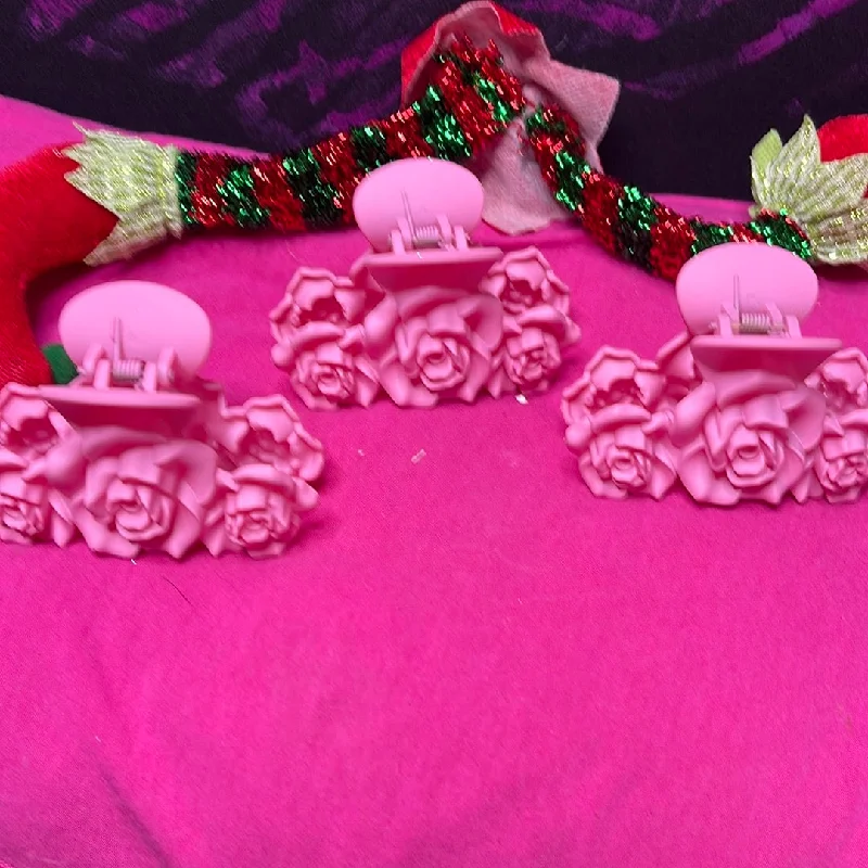 Pink & Black Couture Hair Clips