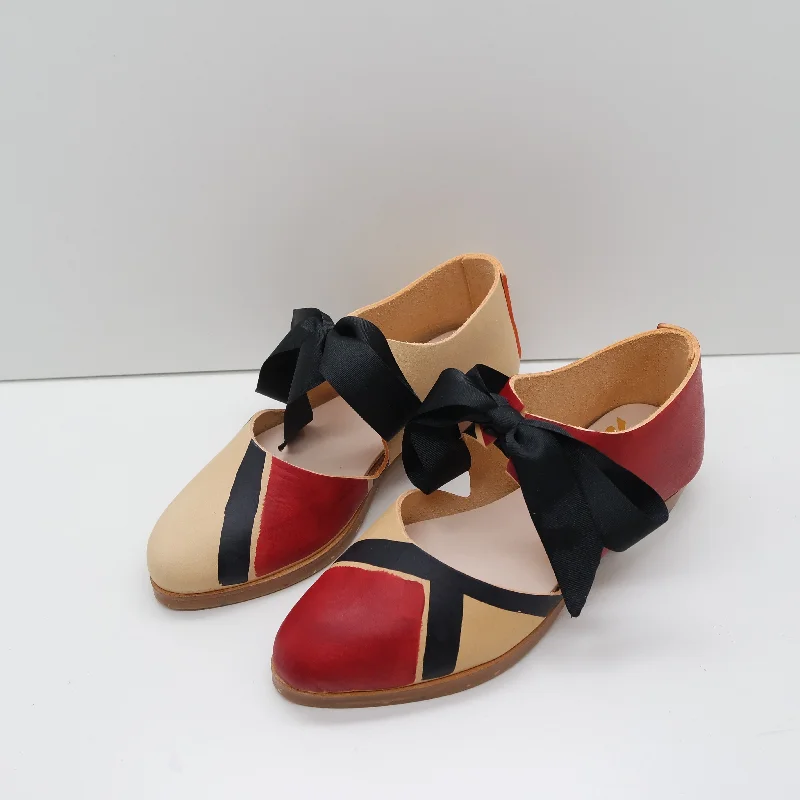 BBF24 SALE. SIZE 35. THE MARY. FLAG. BB APPLE AND NORI. RIBBON STRAPS. 2CM