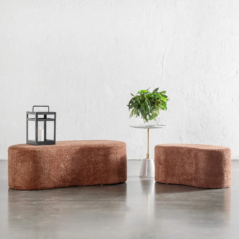 SEVILLA ORGANIC BEAN OTTOMAN BENCH BUNDLE X2  |  80CM + 120CM  |  CARMEN RUST BOUCLE