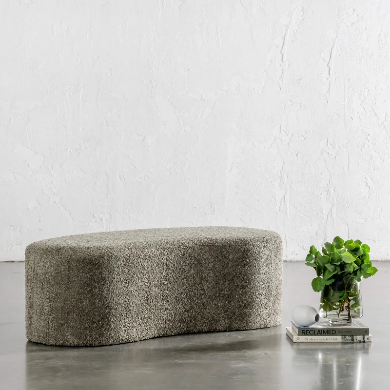 SEVILLA ORGANIC BEAN OTTOMAN BENCH  |  MANGROVE OLIVE BOUCLE  |  120CM