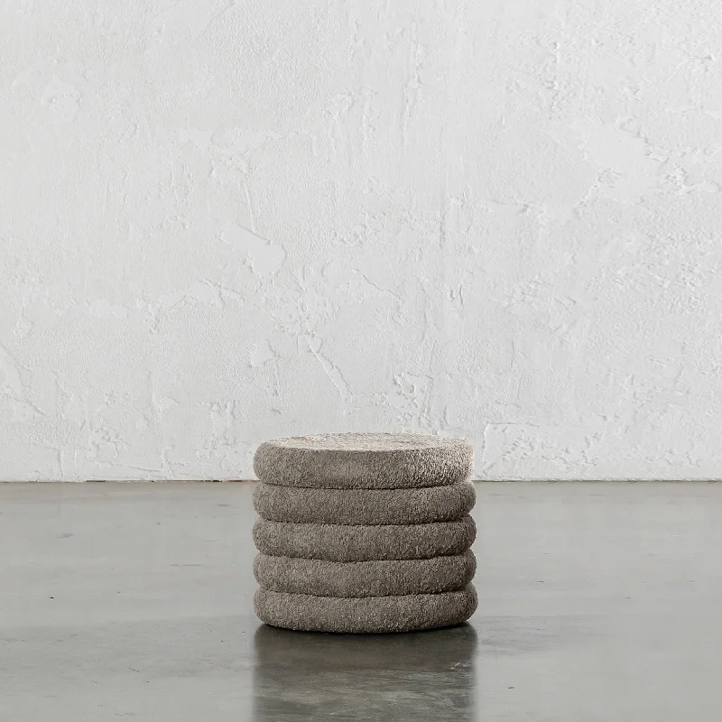 SEVILLA RIBBED STORAGE OTTOMAN  |  SAHARA DUNE BOUCLE