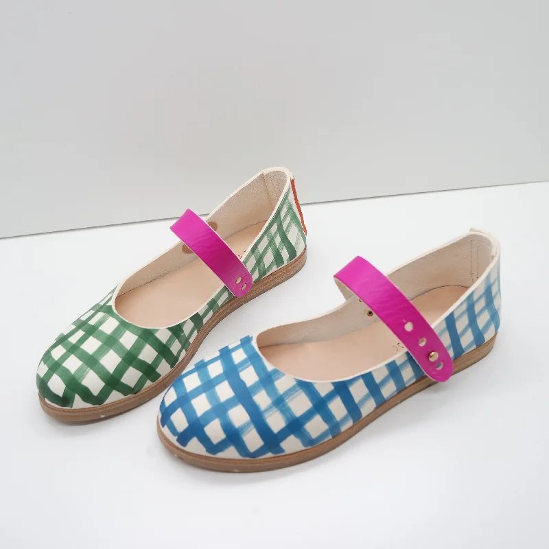 THE DEE DEE. MISMATCHED GINGHAM, BUKO LEAF AND CEBU BLUE WITH RAMBUTAN STRAP