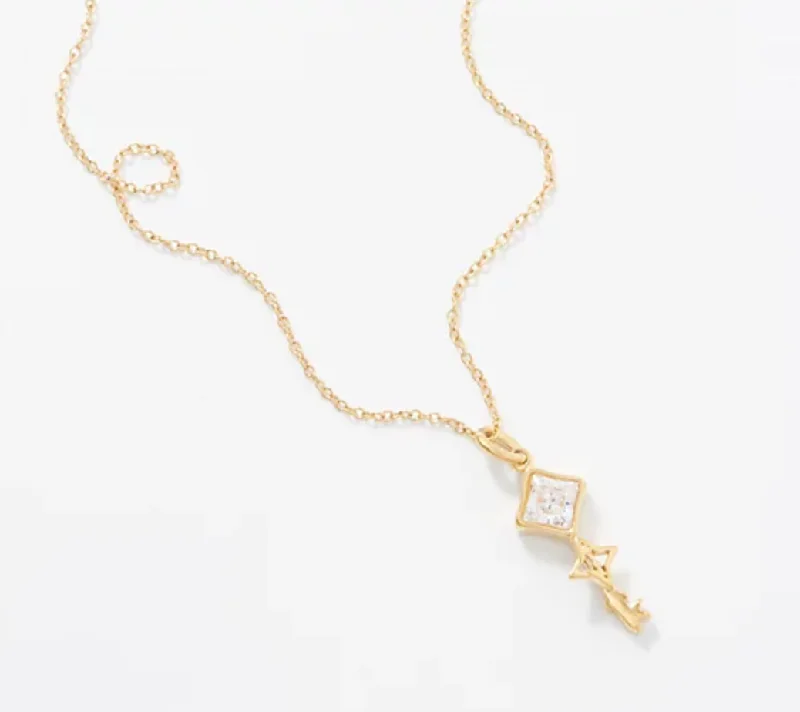 VALENCIA KEY Key to Light Necklace, Gold Tone