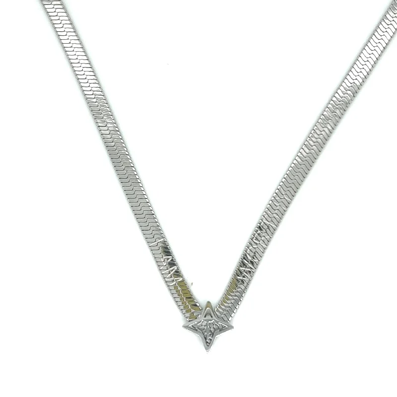 VALENCIA KEY I AM WORTHY HERRINGBONE Necklace Silver Tone