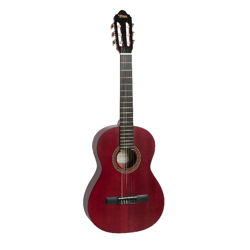 Valencia VC203TWR - 3/4 Size Classical Guitar - Satin Transparent Wine Red