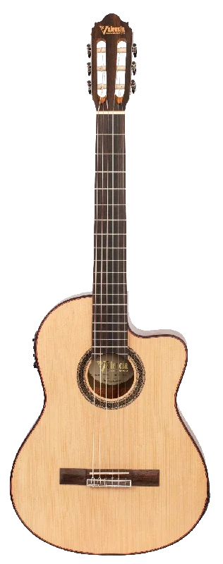 Valencia VC704CE Solid Top Classical Guitar with Pickup - Natural Satin